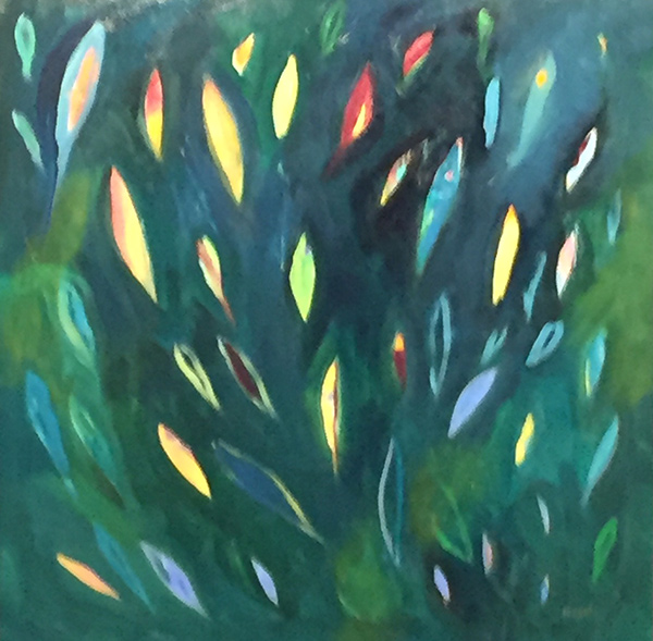 Summer, oil on canvas with canvas strings