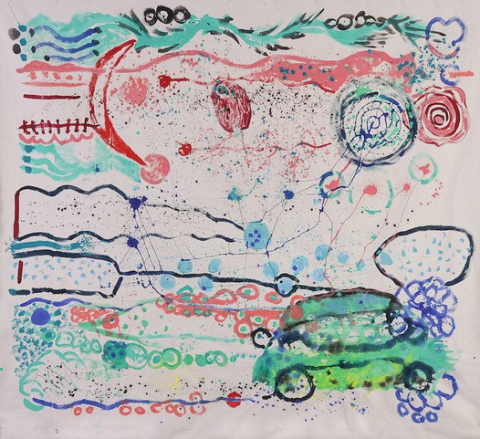 Summer, oil on canvas with canvas strings